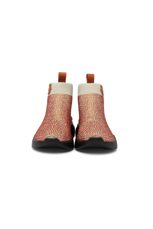 Botín malla beige con cristales naranja (5)