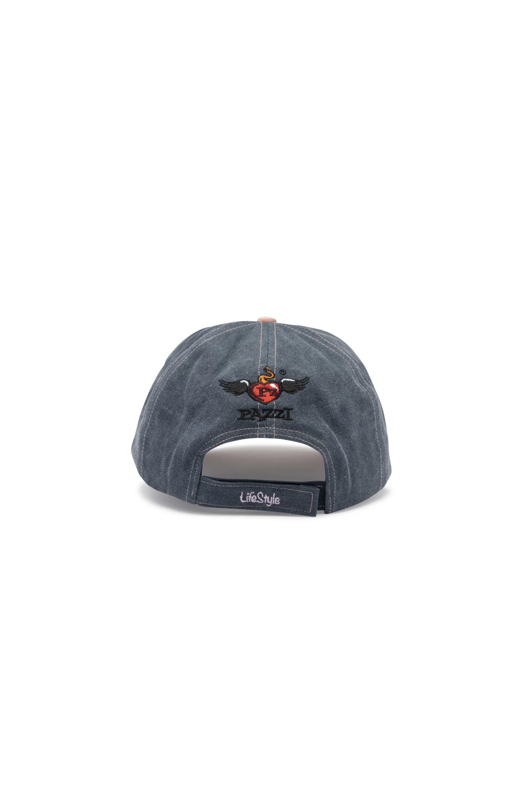 Gorras vintage azul marino rosa coral con logo bordado en 3D hexagonal amarillo - PzPazzi (3)