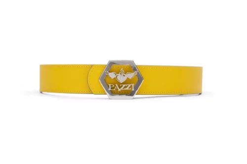 Cinturón cuero genuino, reversible amarillo azul lapislázuli - PZ PAZZI (3)