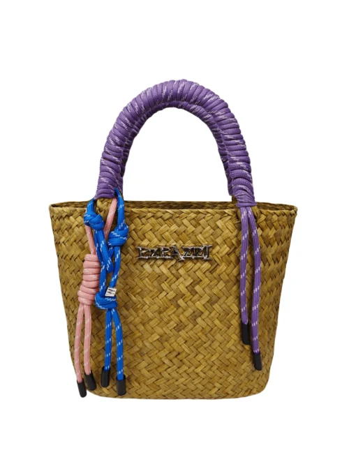 Bolso de paja y cuerda violeta