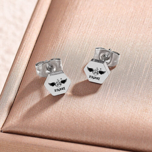 Pendientes hexagonales plateados